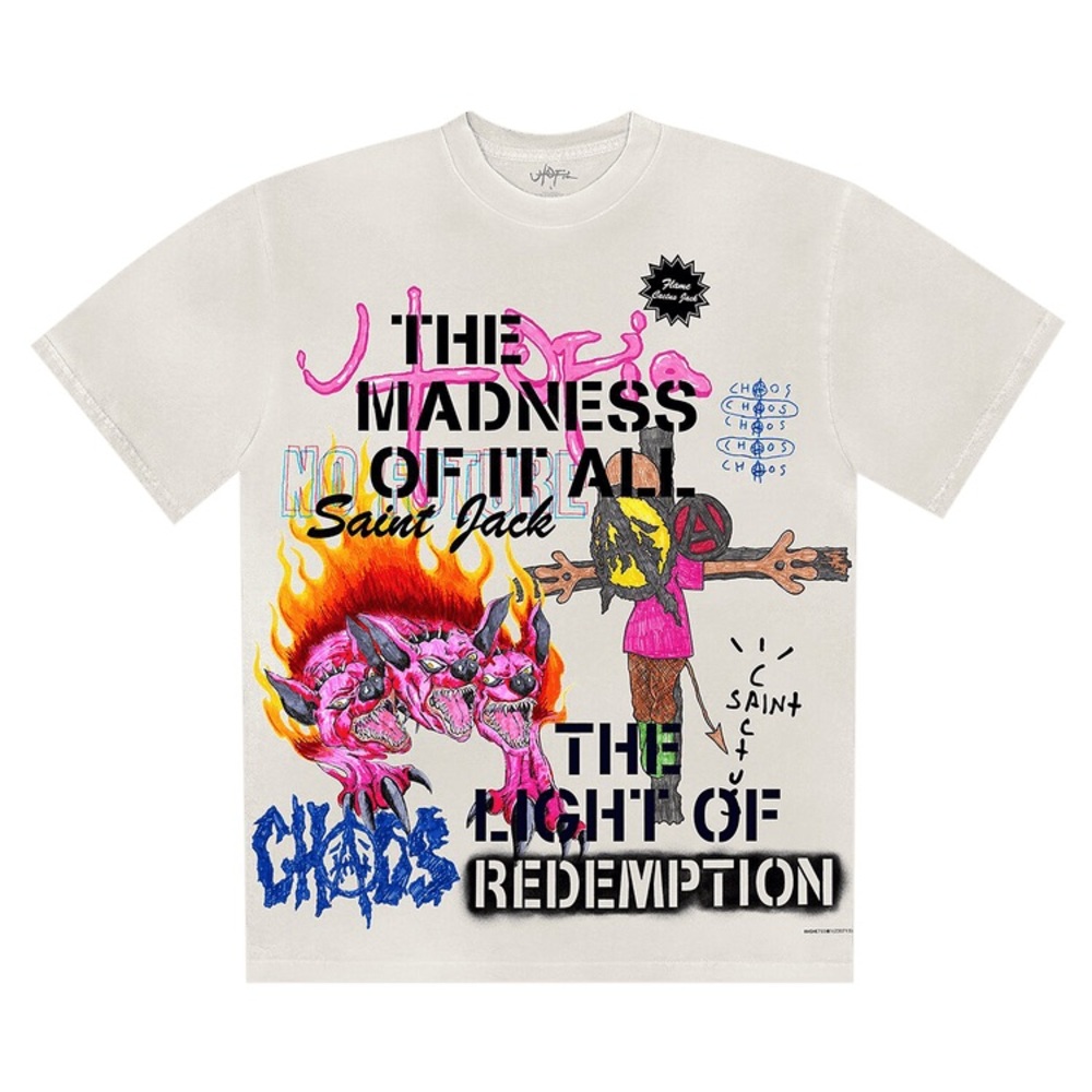 Cactus Jack by Travis Scott Utopia x Saint Michael 3A Tee 'Off White Size Large